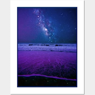 Ocean at night Posters and Art